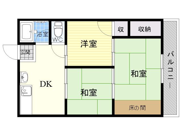 橋本マンション(3DK/2階)の間取り写真