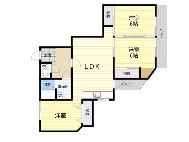 京和ビルディング(3LDK/3階)の間取り写真