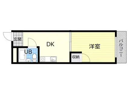 生駒イーストハイツ(1DK/2階)の間取り写真