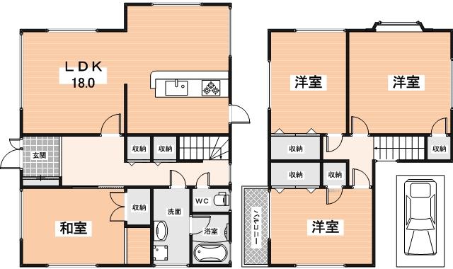 近鉄けいはんな線 学研奈良登美ケ丘駅 バス乗車時間：8分 鹿ノ台北二丁目バス停で下車 徒歩9分 2階建 築39年(4LDK)の間取り写真