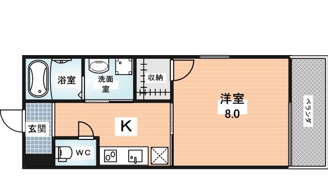 KS RESIDENCE生駒(1K/1階)の間取り写真