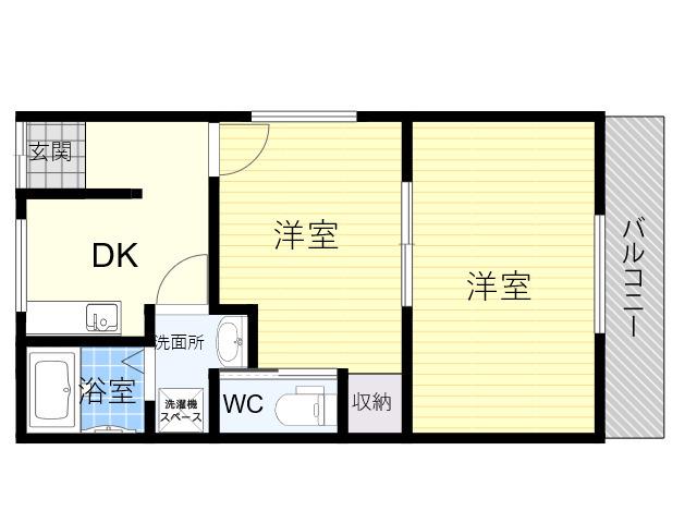 グリーンハウスB棟(2DK/2階)の間取り写真