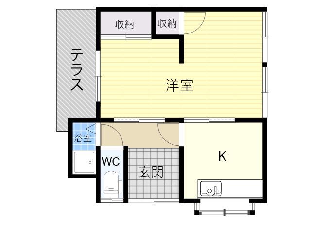 五条2丁目平屋(1DK)の間取り写真