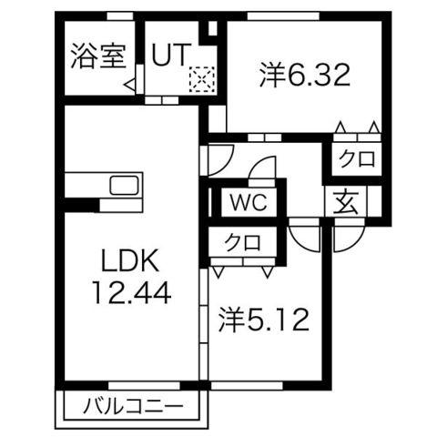 グリーンコートA(2LDK/1階)の間取り写真