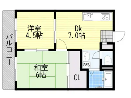 エスポワール神殿町(2DK/2階)の間取り写真