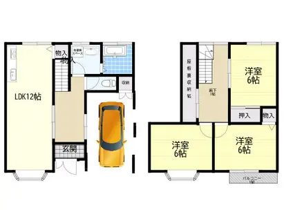 近鉄橿原線 西ノ京駅 徒歩25分 2階建 築34年(3LDK)の間取り写真