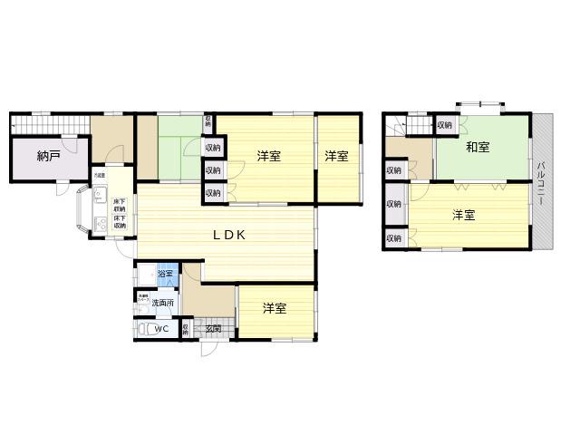 近鉄生駒線 一分駅 徒歩10分 2階建 築56年(5SLDK)の間取り写真