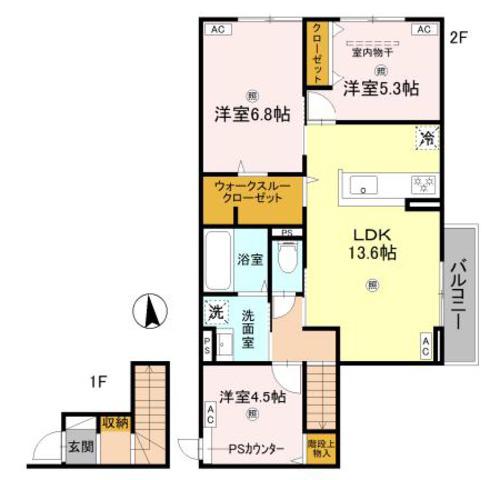 グランヴェール西の京(3LDK/2階)の間取り写真