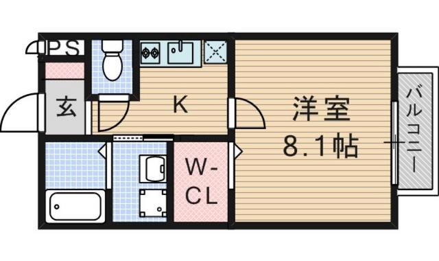 ロベリア枚方(1K/2階)の間取り写真