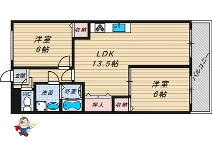 レオハイム長尾Ⅱ(2LDK/6階)の間取り写真