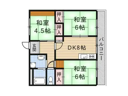 フリーディオ枚方(3DK/3階)の間取り写真