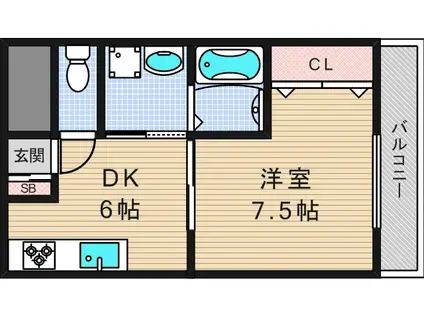 レピオス禁野(1K/3階)の間取り写真