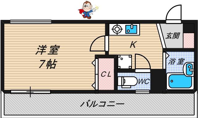 大門ガーデンビル(1K/4階)の間取り写真