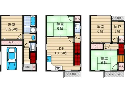 京阪交野線 宮之阪駅 徒歩24分 3階建 築29年(4SLDK)の間取り写真