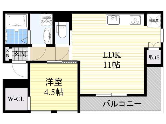 プラリア岡山手(1LDK/2階)の間取り写真