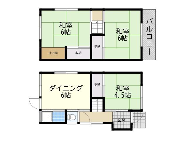 京阪本線 樟葉駅 徒歩25分 2階建 築51年(3DK)の間取り写真