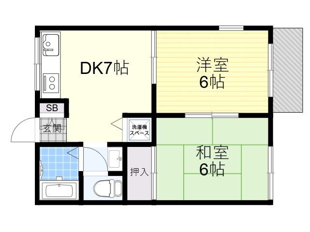 グリーンメドウ(2DK/2階)の間取り写真