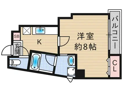 イル・ヴァローレ平尾プレミアム(1K/4階)の間取り写真