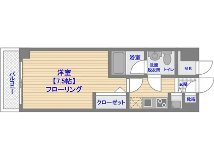 ピュアドームスタジオーネ平尾(1K/2階)の間取り写真