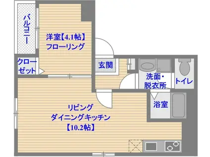 アリエス天神南(1LDK/2階)の間取り写真