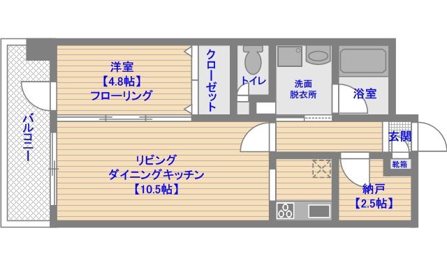 アソシアグロッツォ・タイムズスイート博多(2K/4階)の間取り写真