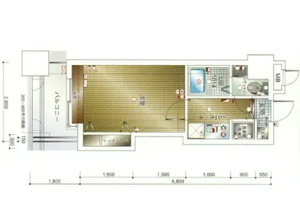 ダイナコートエスタディオ東公園(1K/8階)の間取り写真