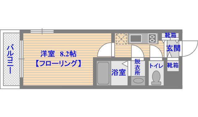 60 V-TOWER天神(1K/4階)の間取り写真
