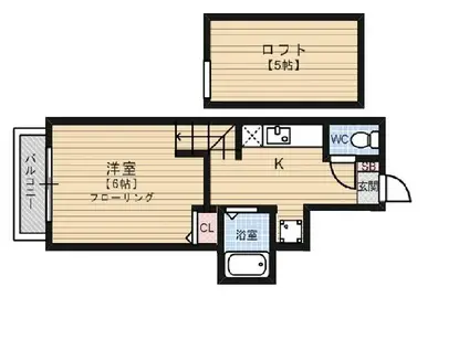 キューブ馬出(2K/1階)の間取り写真