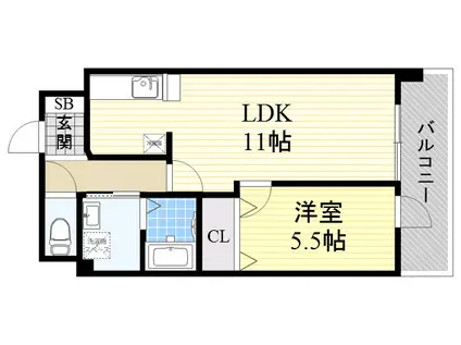 ブランドール山王(1LDK/4階)の間取り写真