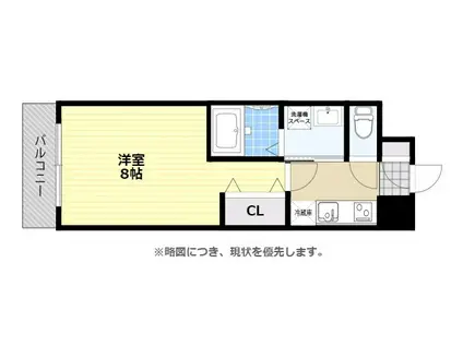 シンフォニア美野島(1K/2階)の間取り写真