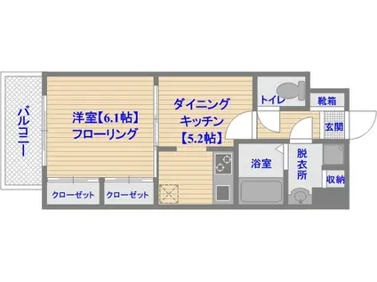 エフパルク大濠公園(1DK/10階)の間取り写真