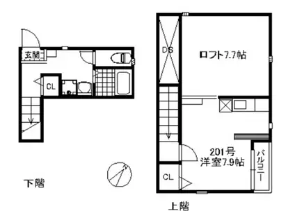グレースハイツ博多駅南(ワンルーム/2階)の間取り写真