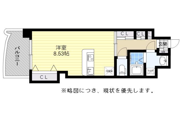 ロイヤルリバービュー143(ワンルーム/4階)の間取り写真
