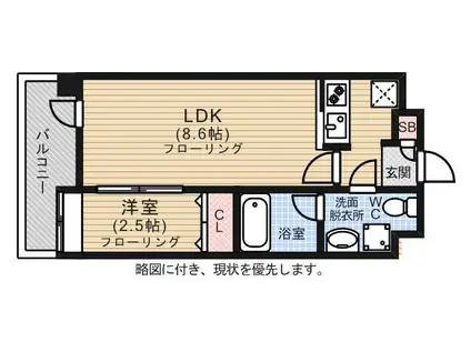 グランフォーレプライム天神東(1LDK/2階)の間取り写真