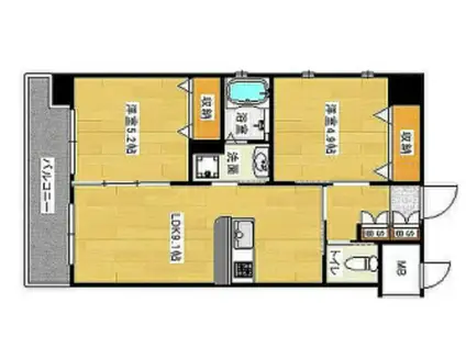 ラファセアリービオ博多(2LDK/3階)の間取り写真