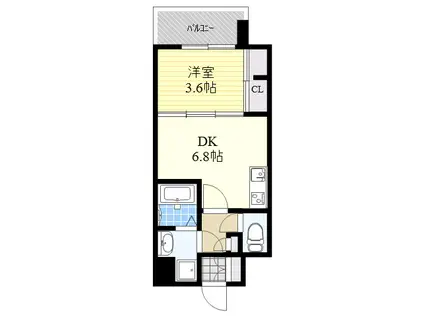 アソシアグロッツォ博多サウスERNTERRACE(1DK/3階)の間取り写真