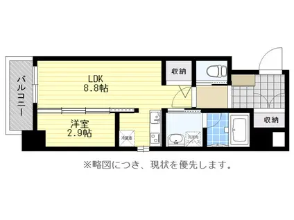 アヴァンティ祇園(1LDK/8階)の間取り写真