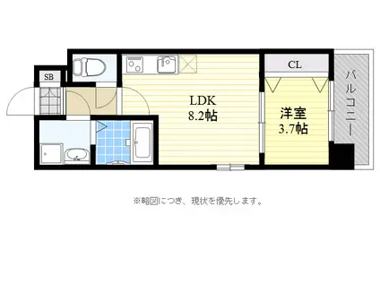 MODERN PALAZZO 天神北2(1LDK/6階)の間取り写真