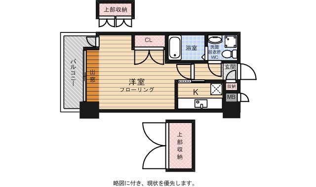 エステート・モア・薬院(1K/2階)の間取り写真