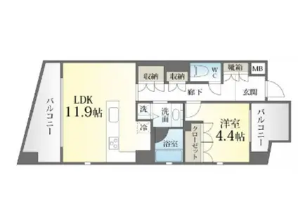 AKASAKA LATE赤坂ラテ(1LDK/5階)の間取り写真