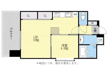 エステートモア天神マリーナ(1LDK/15階)の間取り写真