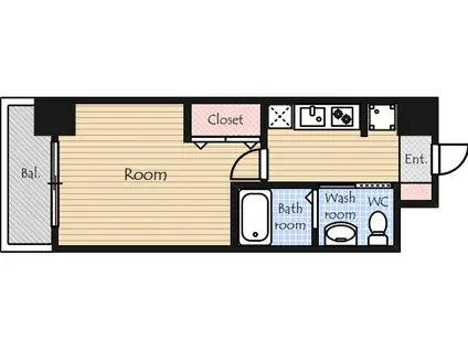 ピュアドームグラビス大濠(1K/2階)の間取り写真