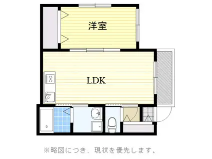 イクシオン箱崎宮(1LDK/3階)の間取り写真