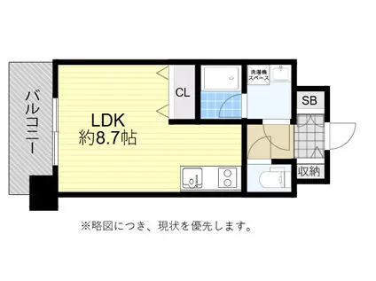 グランフォーレ博多ウォーターフロント(ワンルーム/12階)の間取り写真