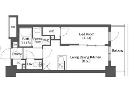 バウスステージ大濠(1LDK/8階)の間取り写真