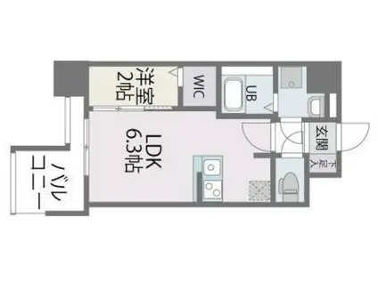 MODERN PALAZZO 博多デュオグランデウエスト(1LDK/4階)の間取り写真