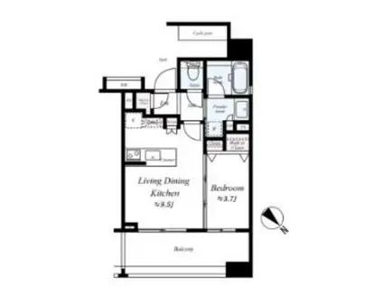 オープンレジデンシア薬院南(1LDK/2階)の間取り写真