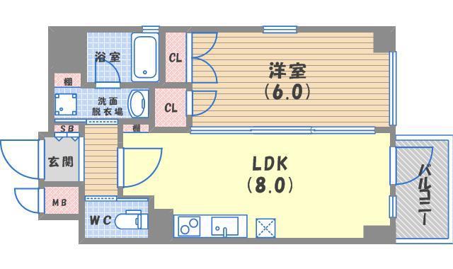 コンフォートエビス(1LDK/5階)の間取り写真