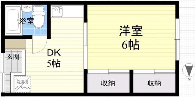 明荘(1DK/1階)の間取り写真