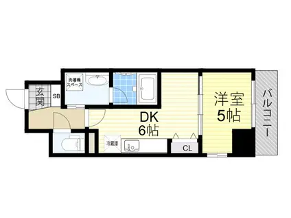 BRAVI南堀江(1DK/4階)の間取り写真